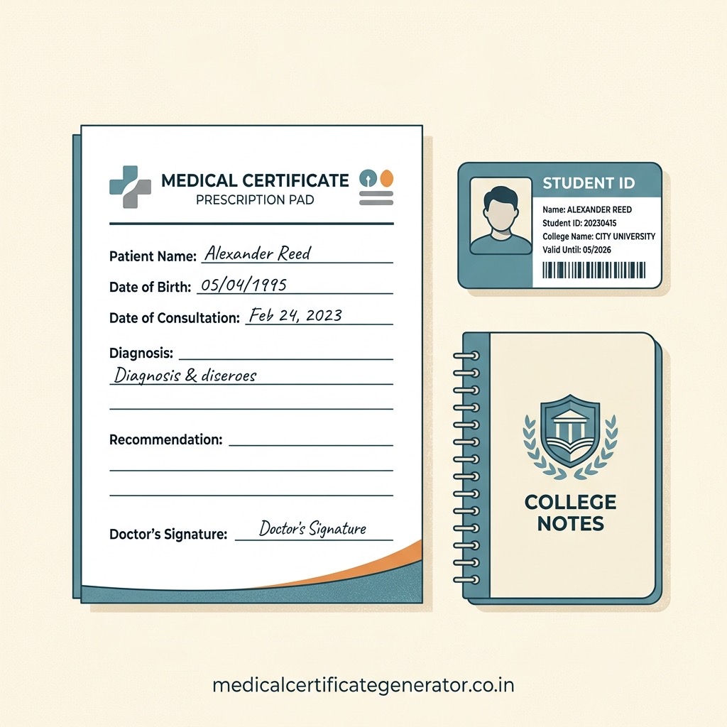 Medical certificate format for students showing required fields