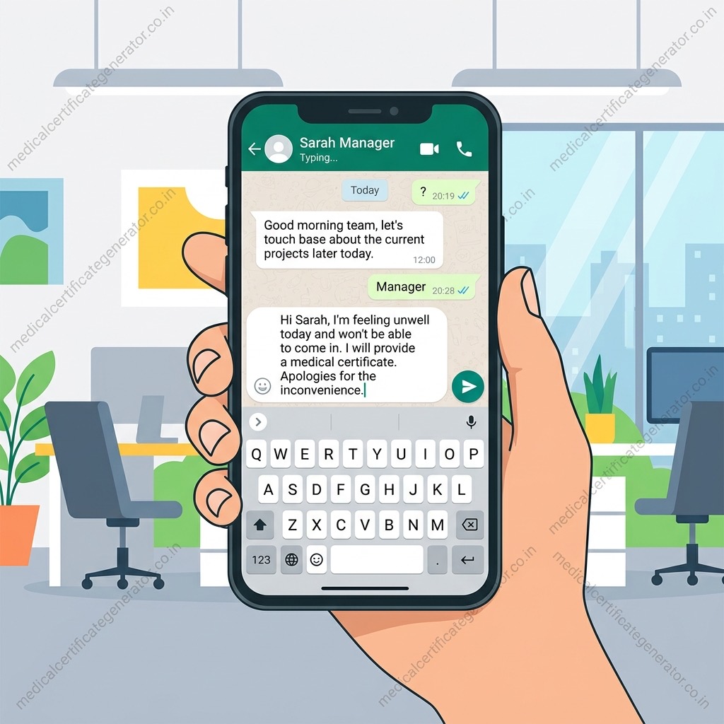 WhatsApp sick leave message to manager